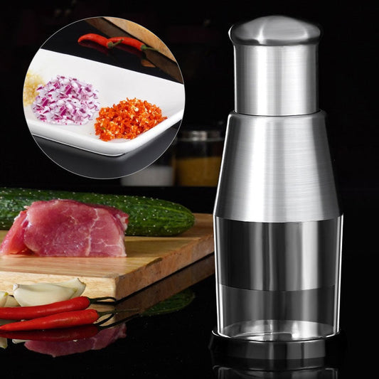 📢📢50% di sconto! 🧄✨ Smerigliatrice per Aglio in Acciaio Inox – Trita Senza Odori, Multifunzione (Peperoncino, Cetriolo, Carne) e Design Compatto! 🔪🏡